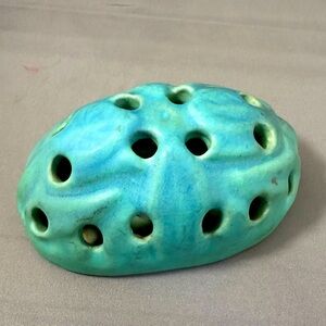 Van Briggle Blue Green Flower Frog Vintage  – Signed Colorado Springs Pottery
